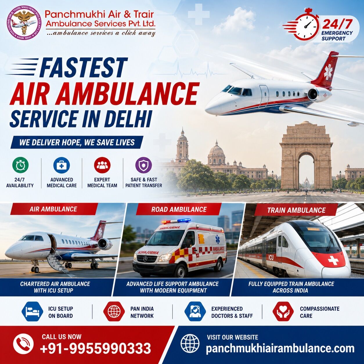 New Delhi, Health, Get Compassionate Medical Transport Services At Panchmukhi Air Ambulance In Delhi