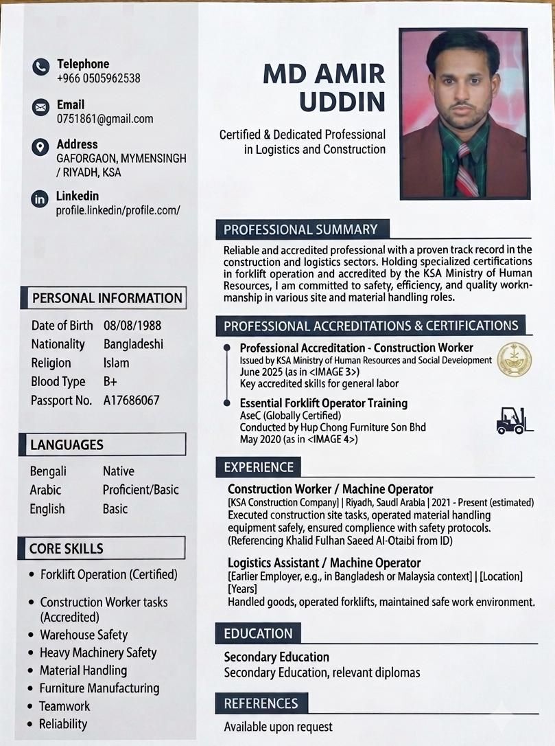 Al Adama, Job Seekers, Forklift Operator