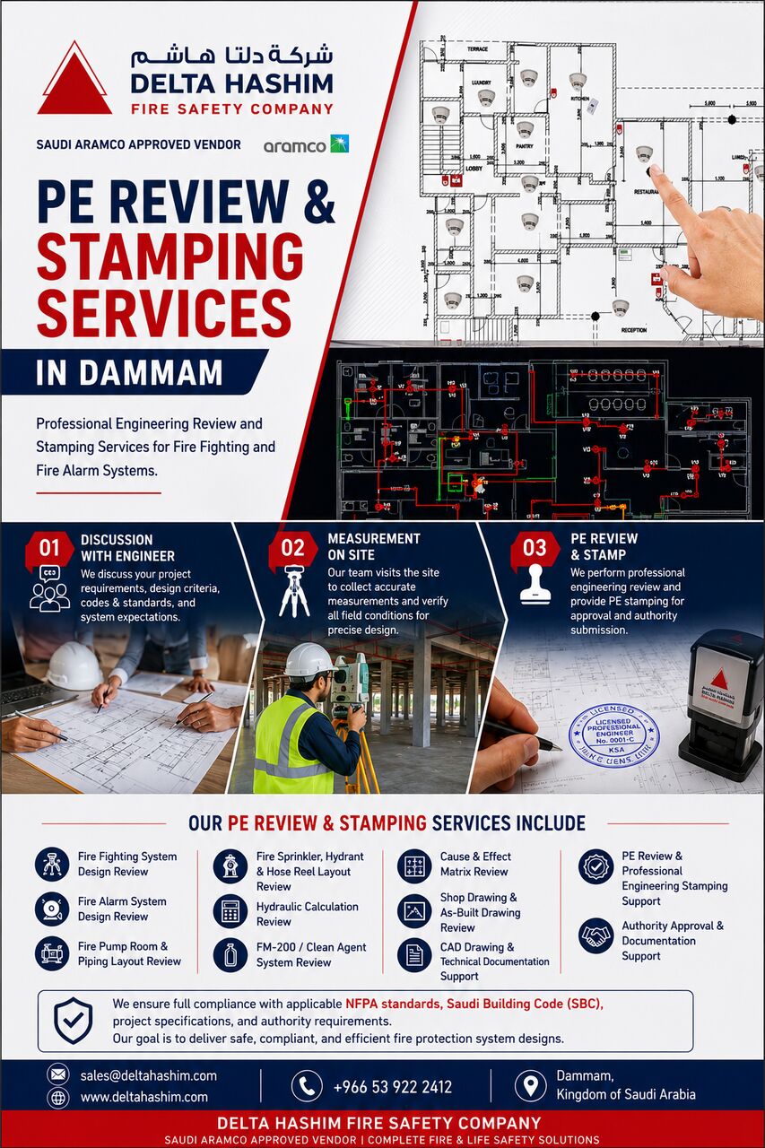 Dammam, Interior Design, Fire Fighting & Fire Alarm Designing | PE Stamping | AMC | Fire Alarm | Jubail | Dammam