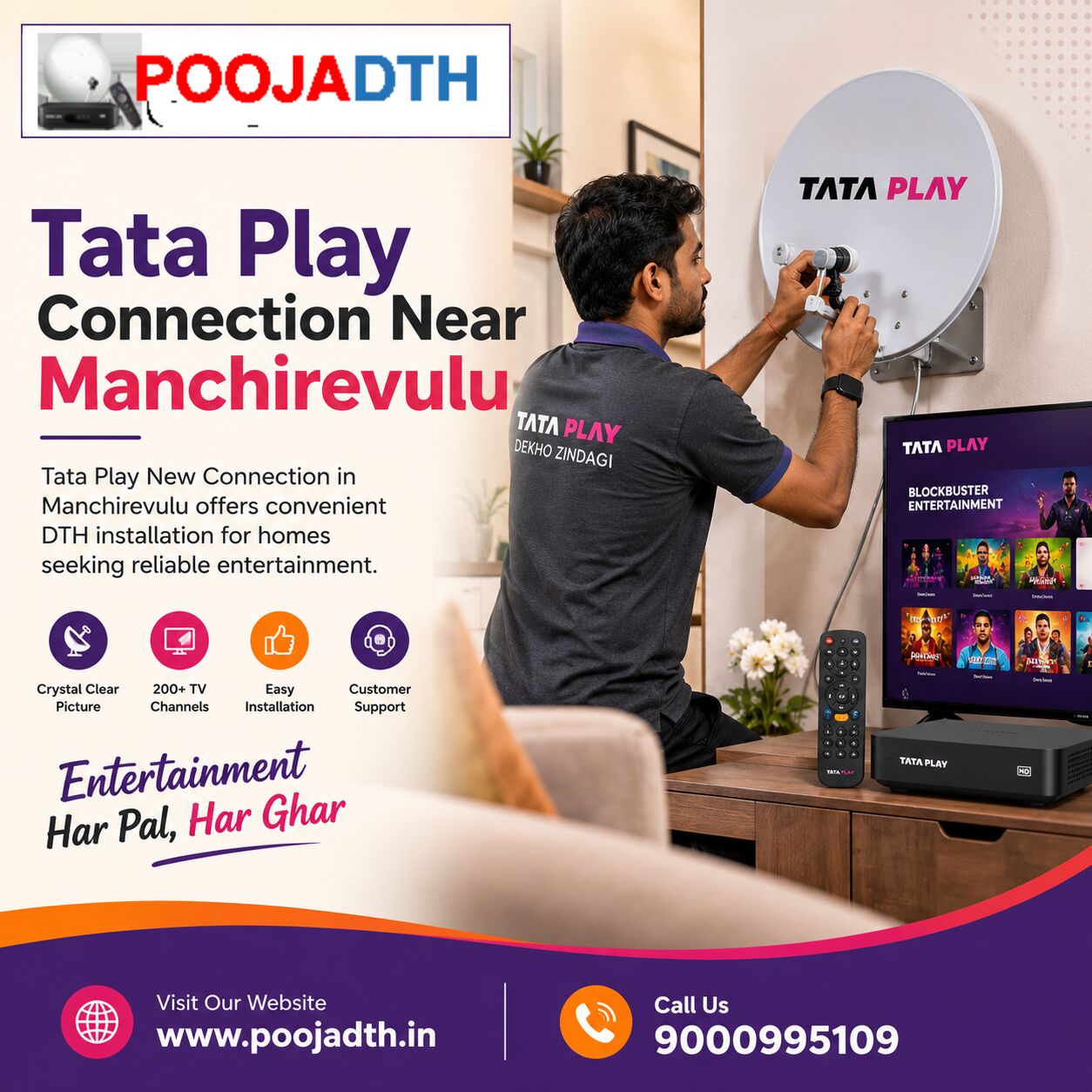 Mumbai, Television, Tata Play Connection Near Manchirevulu