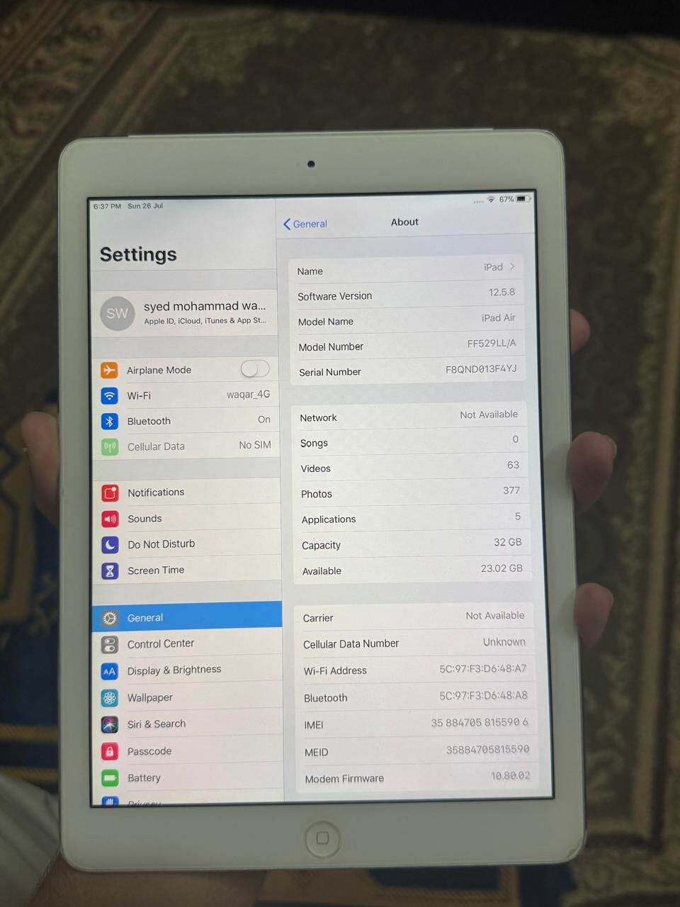 Khobar, Tablet Computers, SAR 550,  Ipad Air 1st Generation