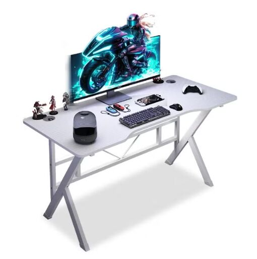 Jeddah, Furniture, SAR 180,  White Gaming Computer Desk 140x60 K-Leg Gaming & Study Desk