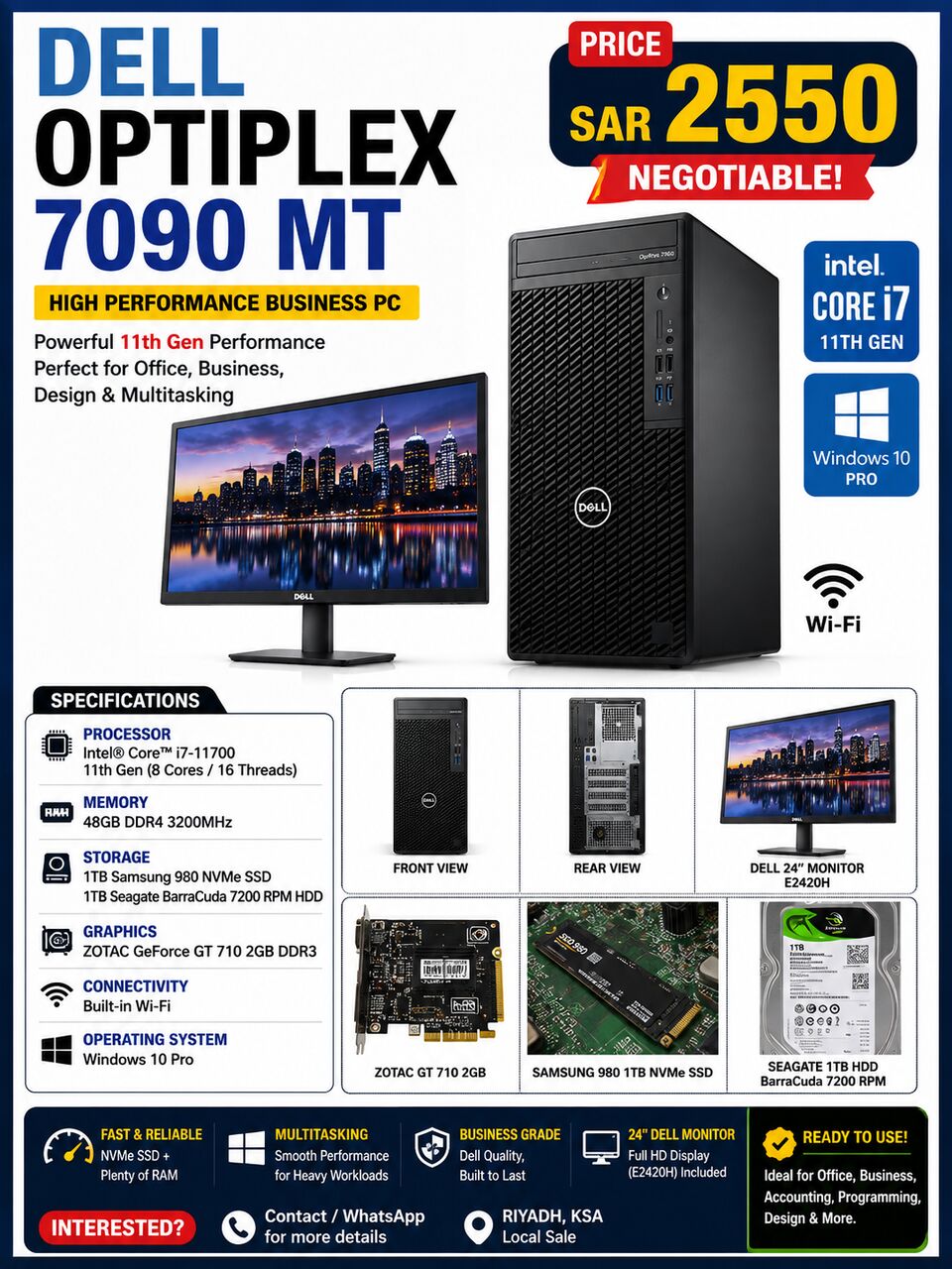 Al Rabwah, Computers, SAR 1,  Dell Optiplex 7090 MT - Price Negotiable