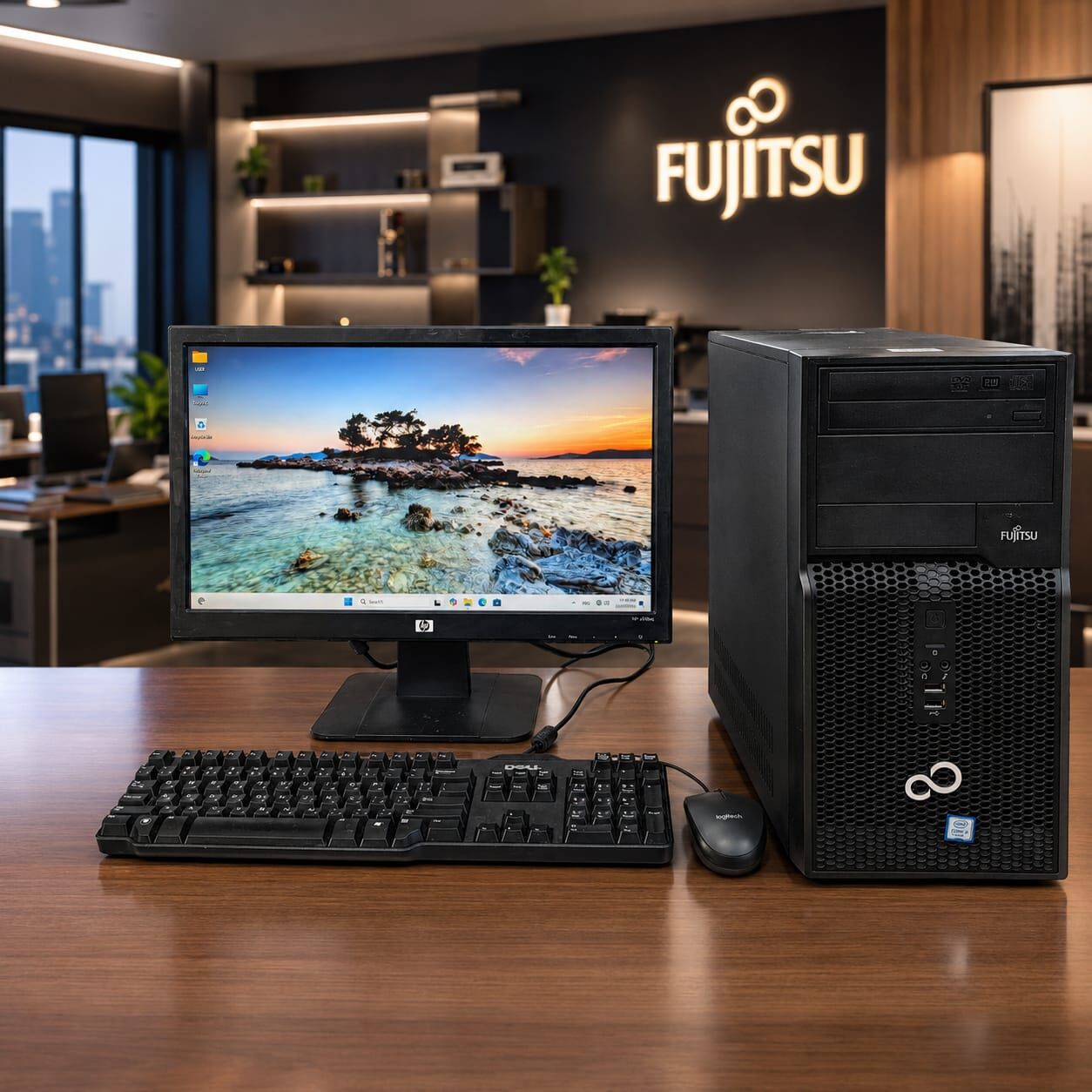 Manama, Computers, BHD 43,  Fujitsu Core I5 Computer Set 4GB RAM 120GB SSD 19" Monitor Win & Office Ready To Ues