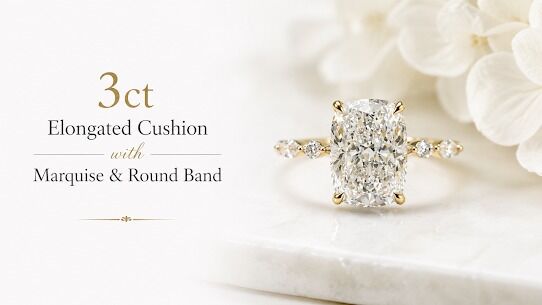 London, Jewelry, GBP 2450,  Premium 3ct Elongated Cushion Diamond , Modern Luxury & Elegance