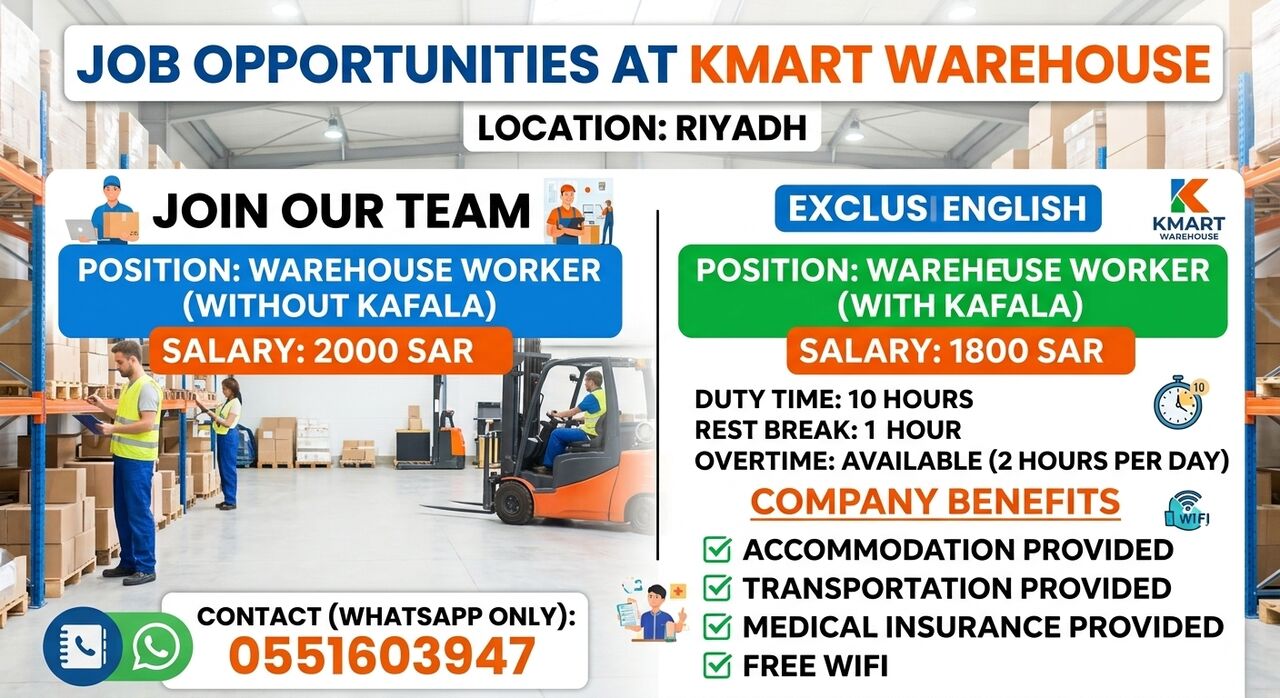Riyadh, Jobs, KEE MART WAREHOUSE PACKERS Riyadh