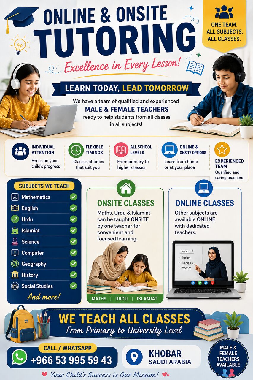 Khobar, Lessons Offered, 📚✨ QUALITY TUTORING FOR EXPAT FAMILIES IN KHOBAR! ✨📚