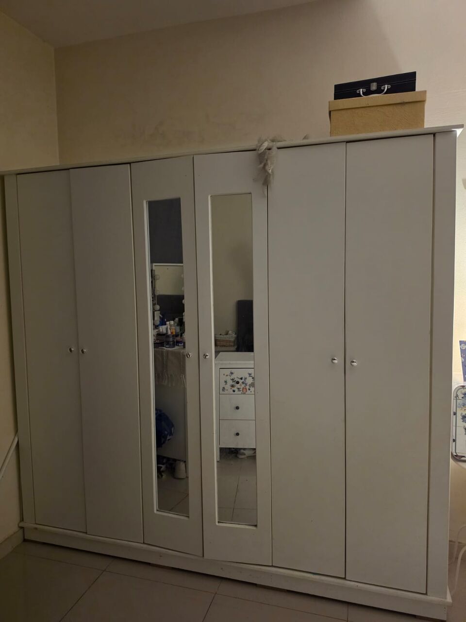 Riyadh, Furniture, SAR 700,  Big 6 Door White Wardrobe With 2 Mirrors