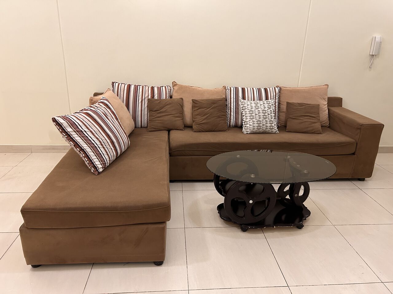 Jubail Industrial City, Furniture, SAR 350,  5 Seater L Shape Sofa, Center Glass Table And Sofa Bed