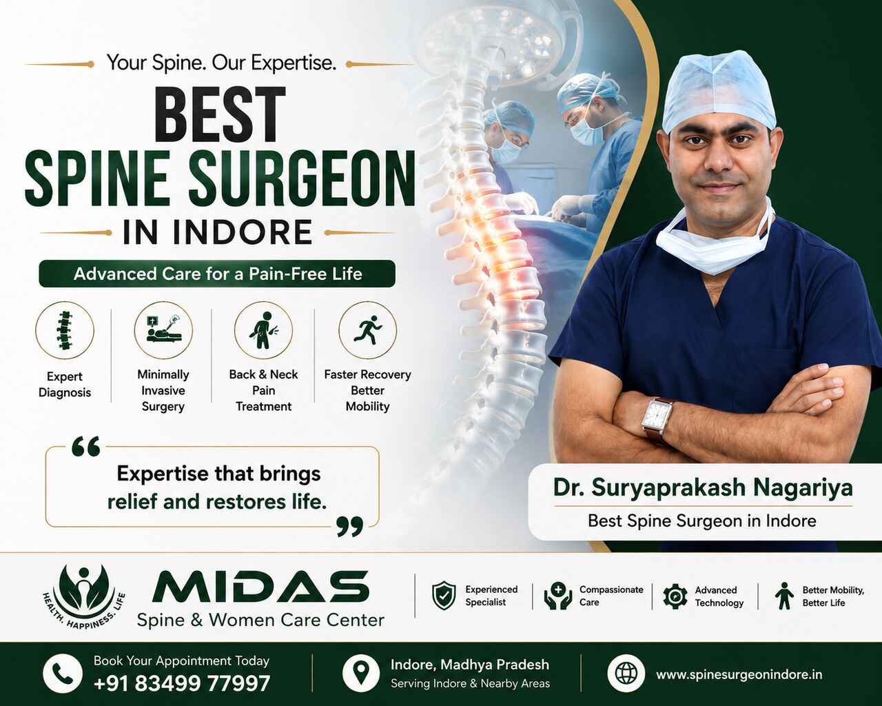 Indore, Health & Beauty Items, INR 1000,  Dr. Suryaprakash Nagariya |  Best Spine Surgeon In Indore | Midas Spine & Women Care Cente