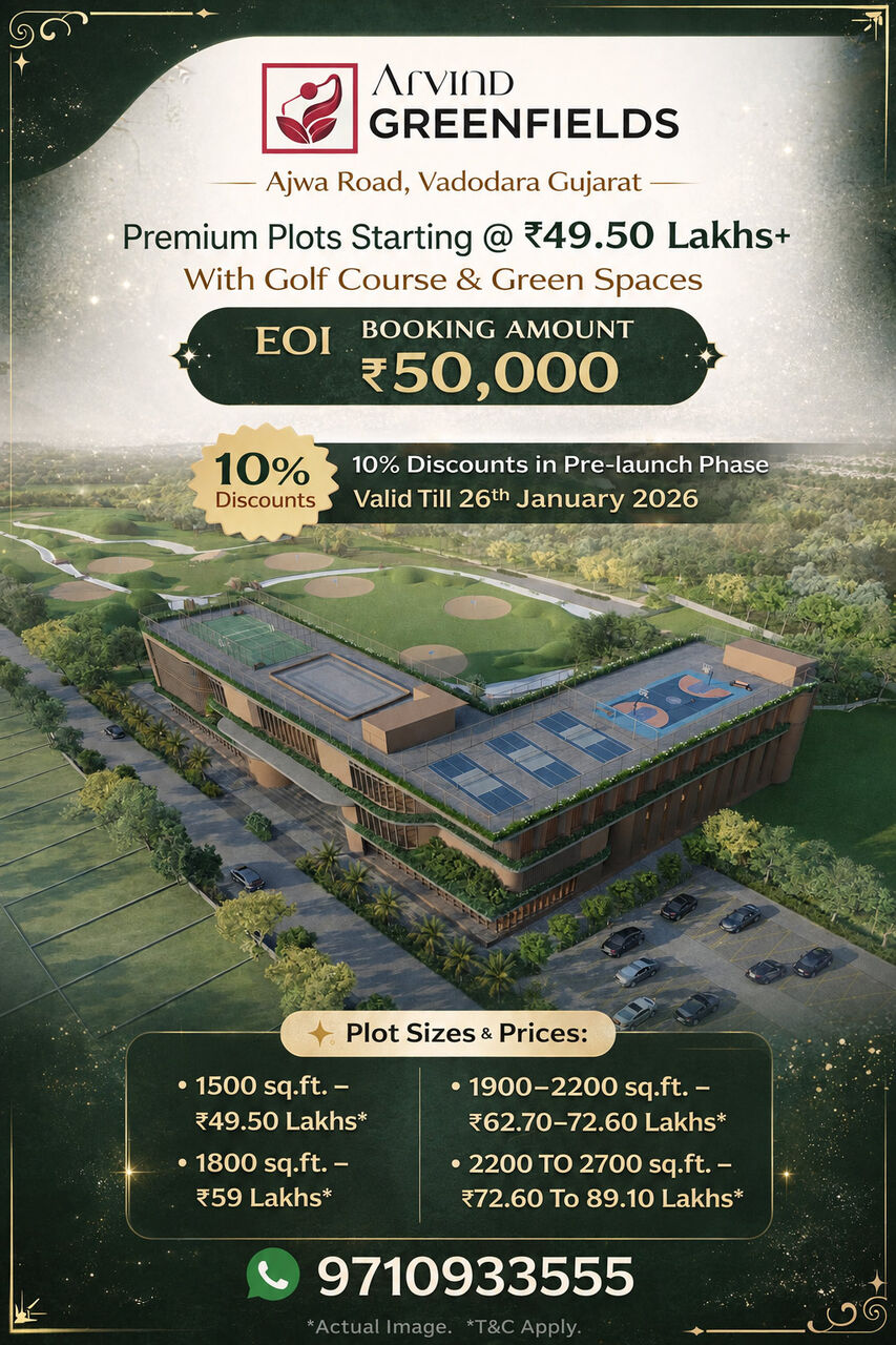 Vadodara, Residential Plots, INR 4950000,  1500 Sq. Feet,  Arvind Greenfields Vadodara: Ideal For First-Time Buyers