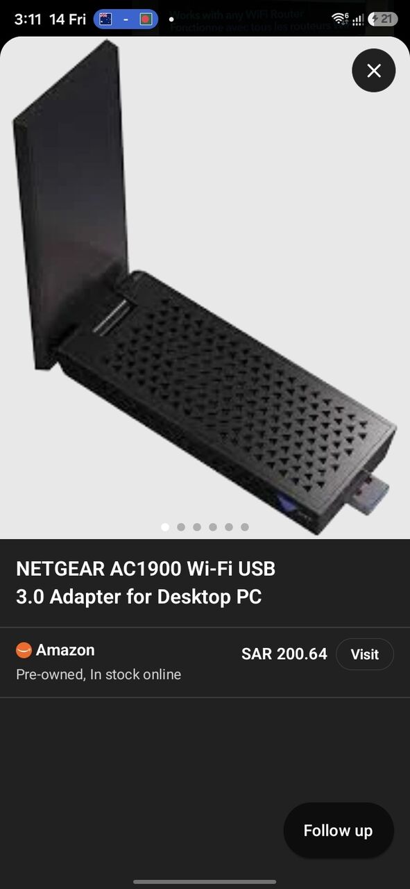 Hara, Computers, SAR 100,  NETGEAR Nighthawk AC1900 WiFi USB Adapter &mdash; New Unused
