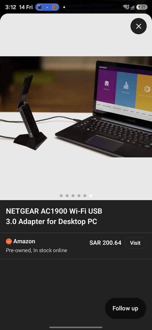 Hara, Computers, SAR 100,  NETGEAR Nighthawk AC1900 WiFi USB Adapter &mdash; New Unused