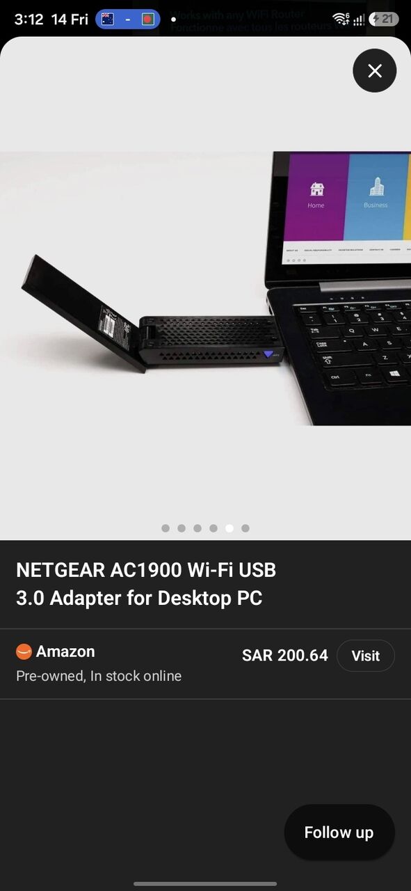Hara, Computers, SAR 100,  NETGEAR Nighthawk AC1900 WiFi USB Adapter &mdash; New Unused