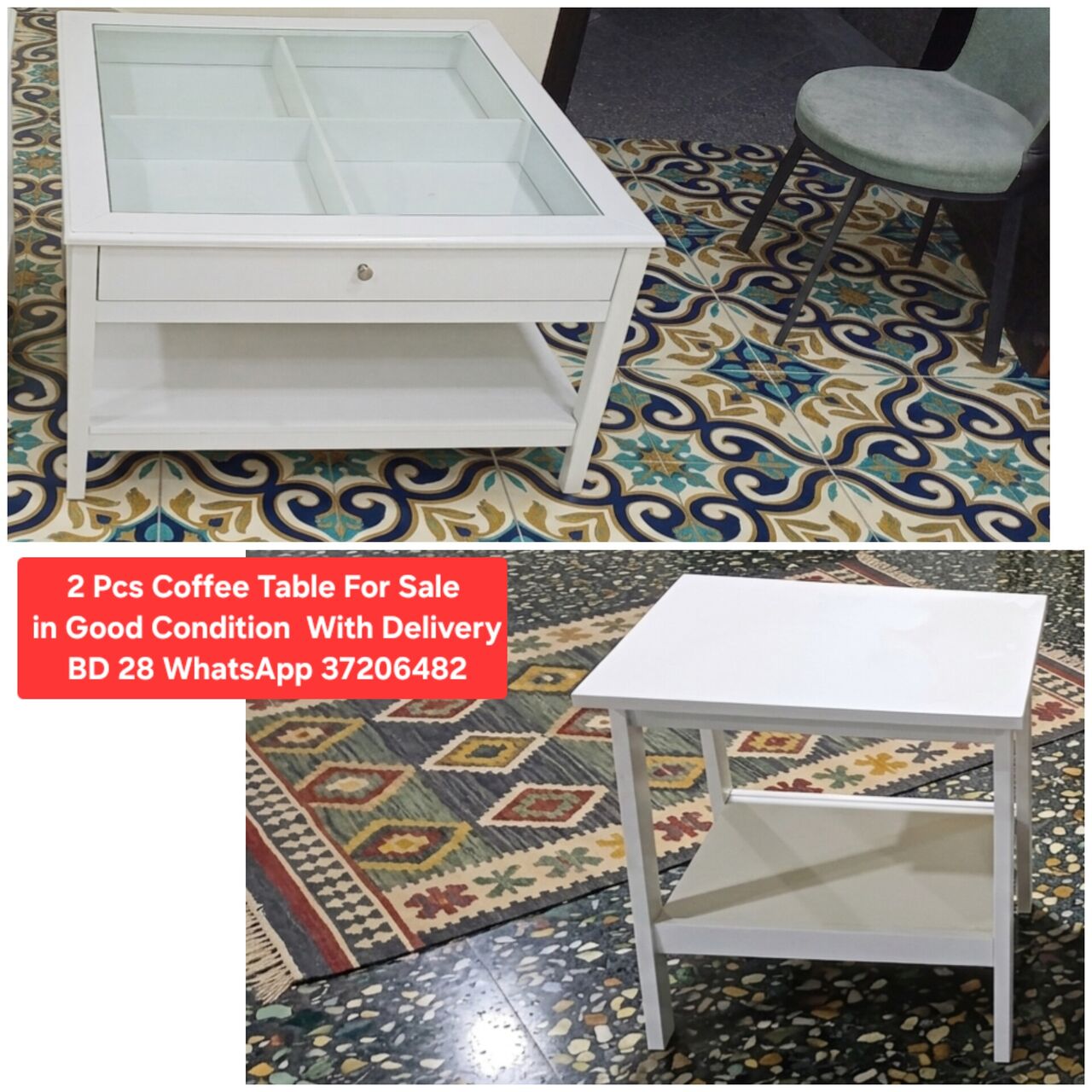 Manama, Furniture, BHD 28,  ✅️ 2 Pcs Coffee Table Table For Sale In Good Condition With Delivery