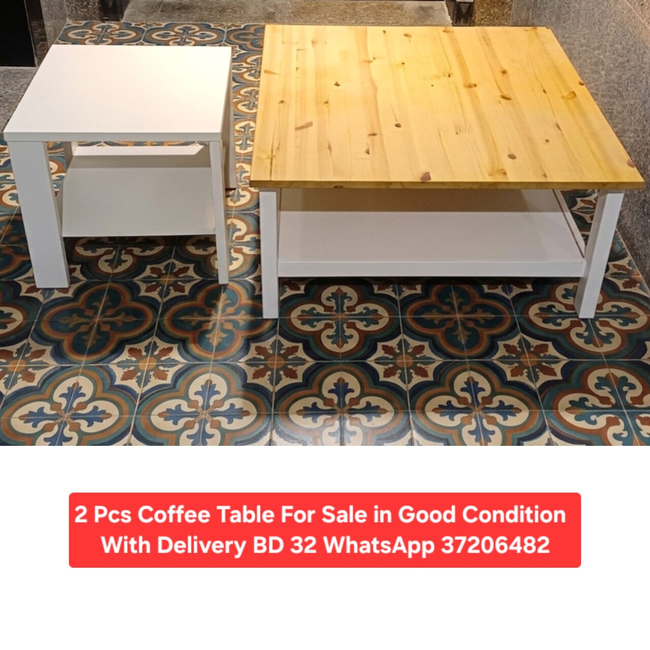 Manama, Furniture, BHD 32,  ✅️ 2 Pcs Coffee Table For Sale In Good Condition With Delivery