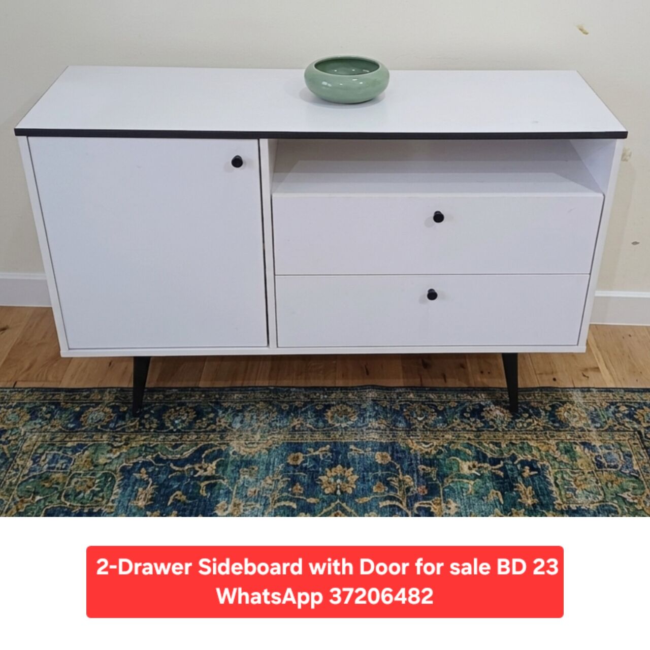 Manama, Furniture, BHD 23,  ✅️ 2 Drawer Sideboard With Door For Sale In Good Condition With Delivery