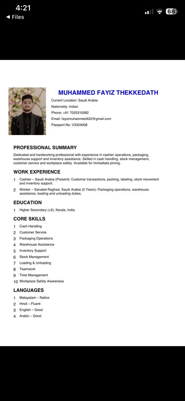 Al Adama, Job Seekers, Cashier And Sales Executive