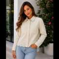 USD 59,  Shop Beige Embroidery Denim Jackets For Women