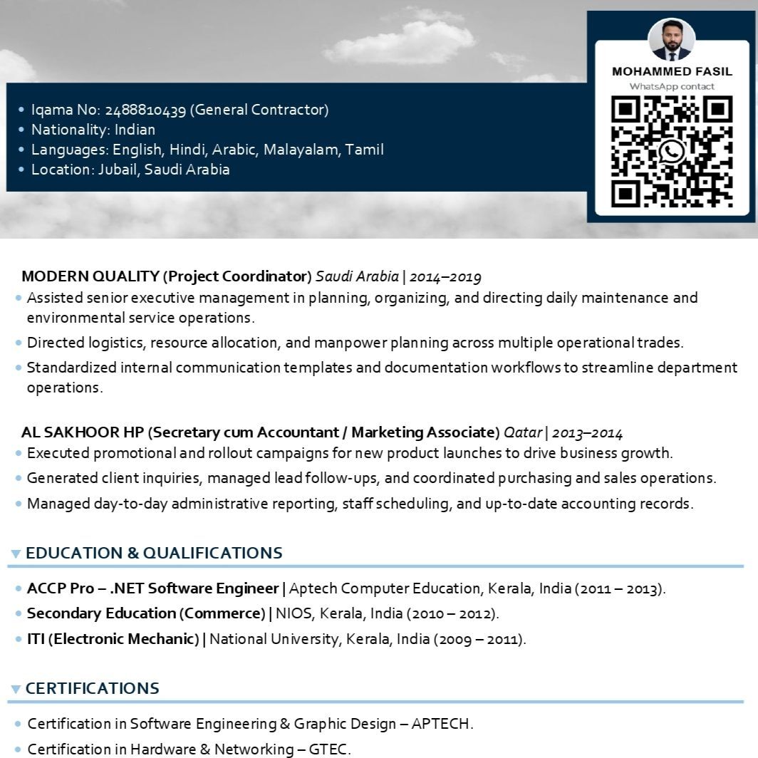 Riyadh, Job Seekers, Project Coordinator / Technical Administrator