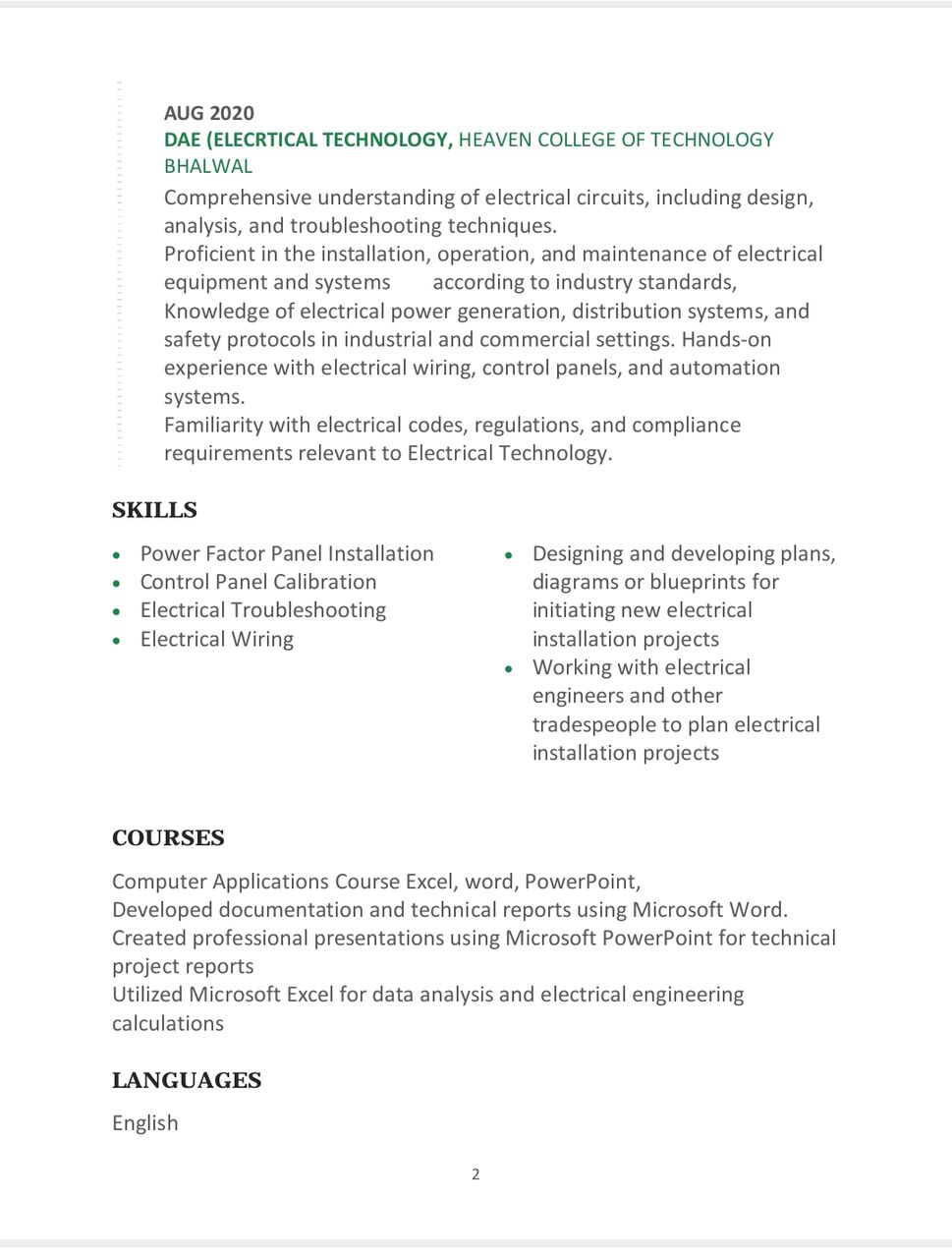 Jeddah, Job Seekers, Electrical Technician