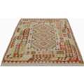 USD 340,  5x6 Ivory Turkish Kilim Area Rug