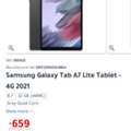 SAR 400,  Galaxy Tab A7 Lite 8.7 Inch 4G LTE 3GB RAM 32GB Silver - Middle East Version