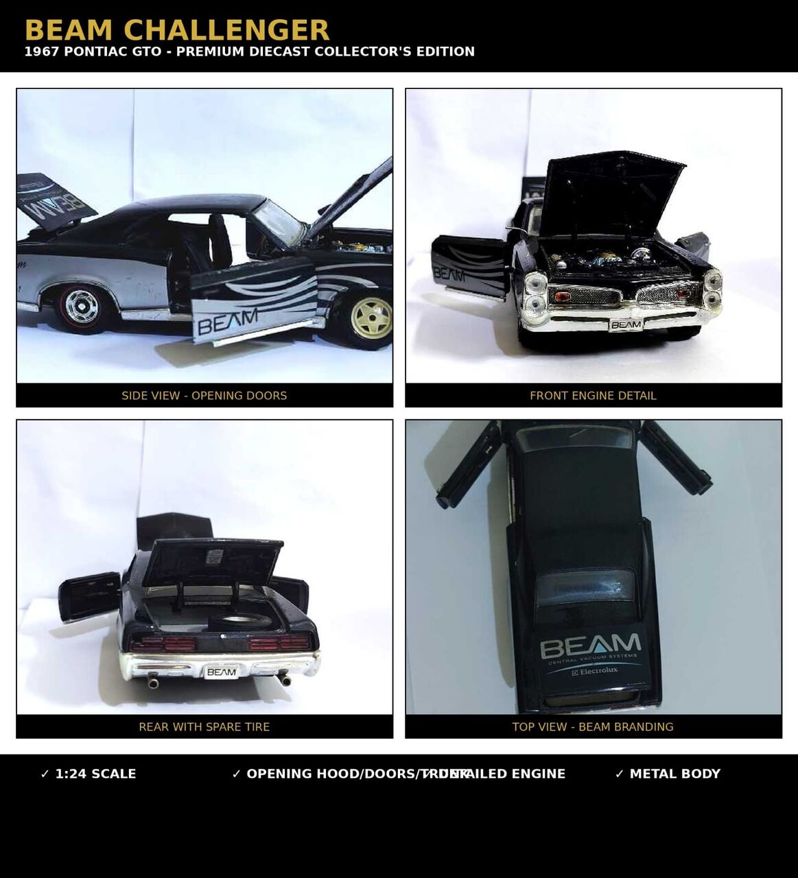 Hara, Toys & Games, SAR 200,  Title: 1:24 Scale 1967 Pontiac GTO Beam Challenger Diecast Model Car