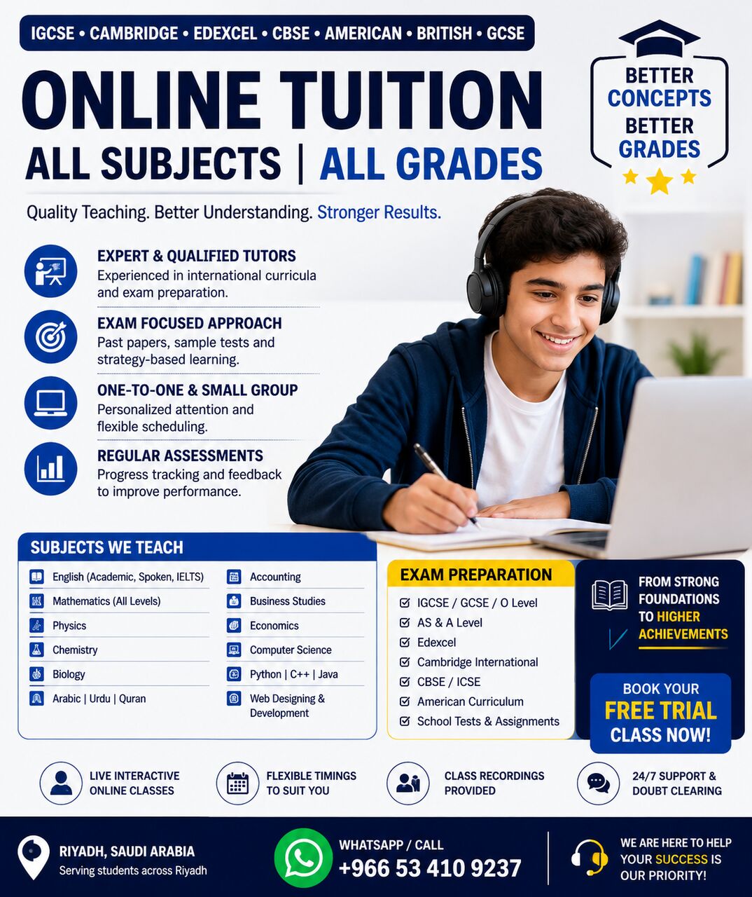 Riyadh, Lessons Wanted, Cambridge | IGCSE | Edexcel | GCSE | IB | CBSE | Federal Board | All Grades & Subjects