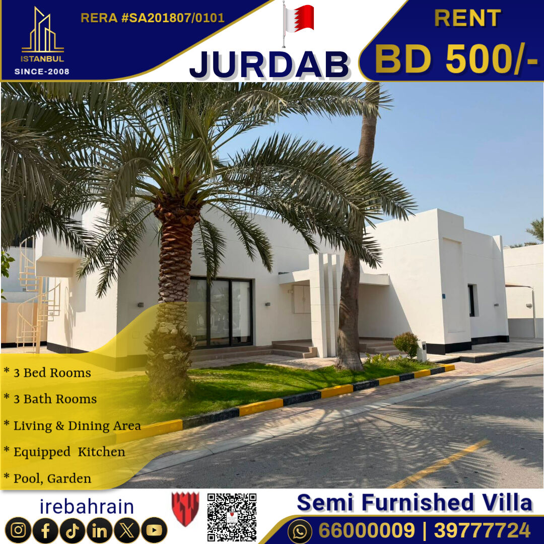 Sanad, Villas, BHD 500,  Semi Furnished Garden Villa For Rent In Jurdab
