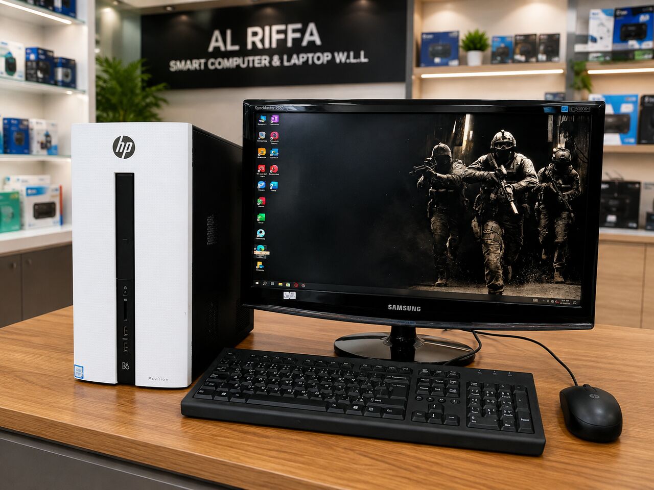 Manama, Computers, BHD 78,  HP Gaming PC Desktop Set | Core I3 6th Gen | 8GB RAM | 2GB GPU | 24" Samsung Monitor