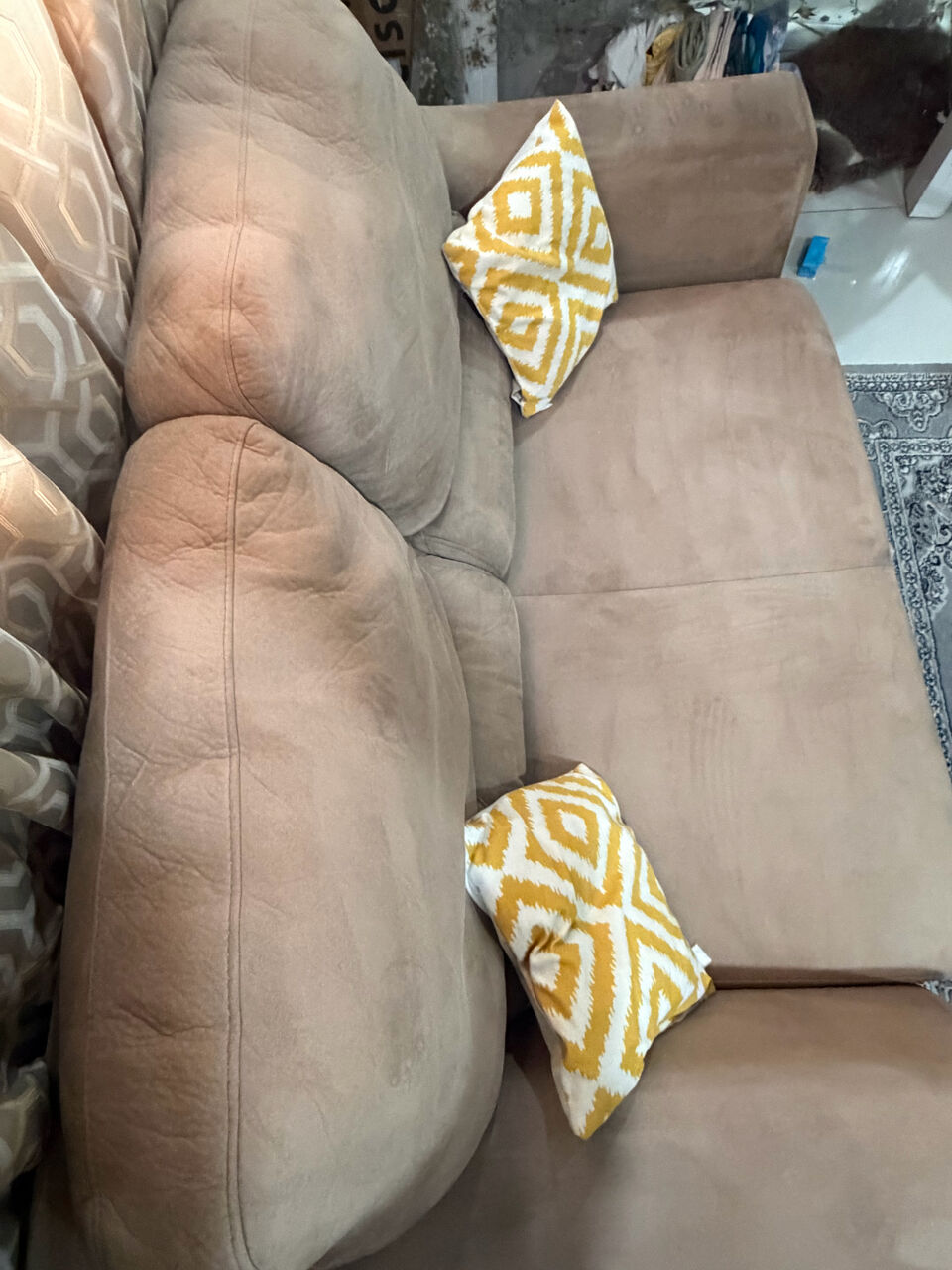 Riyadh, Furniture, SAR 750,  Beige 3-Seater + 2-Seater + Recliner Sofa Set For Sale | Riyadh