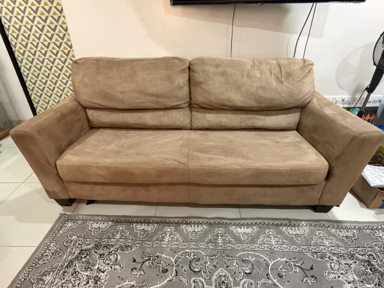 Riyadh, Furniture, SAR 750,  Beige 3-Seater + 2-Seater + Recliner Sofa Set For Sale | Riyadh