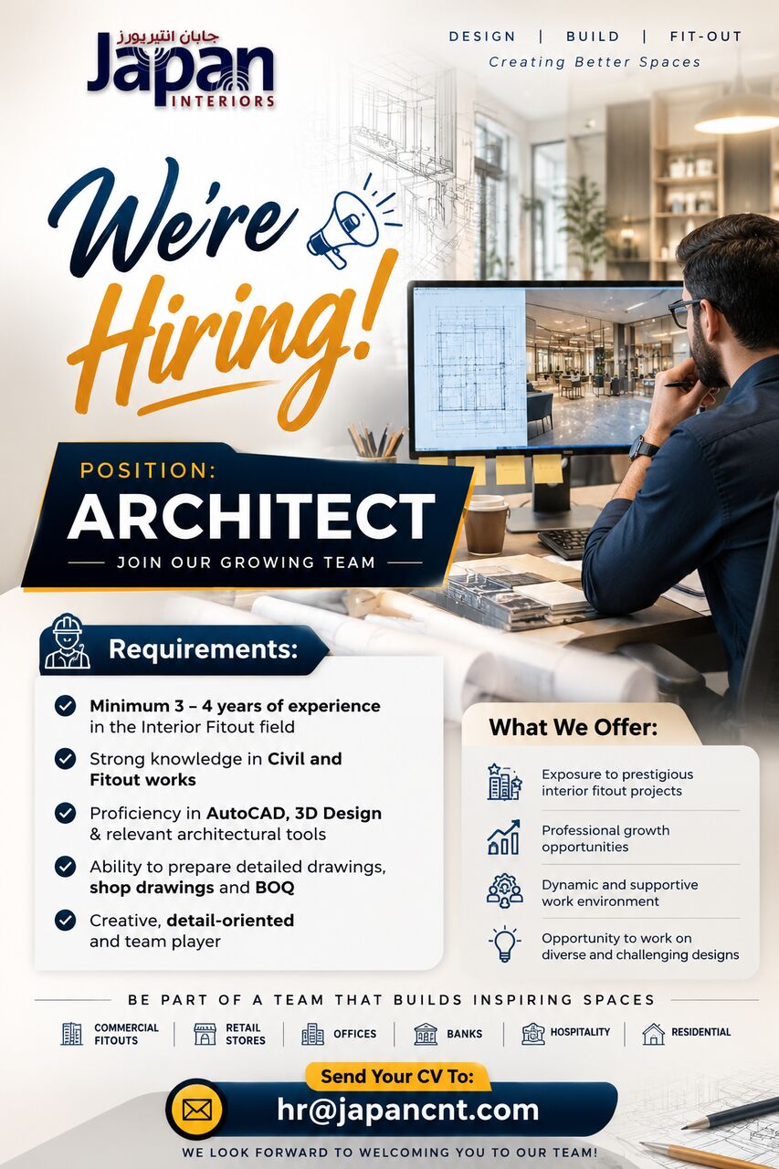 Manama, Jobs, WE ARE HIRING - POSITION: ARCHITECT