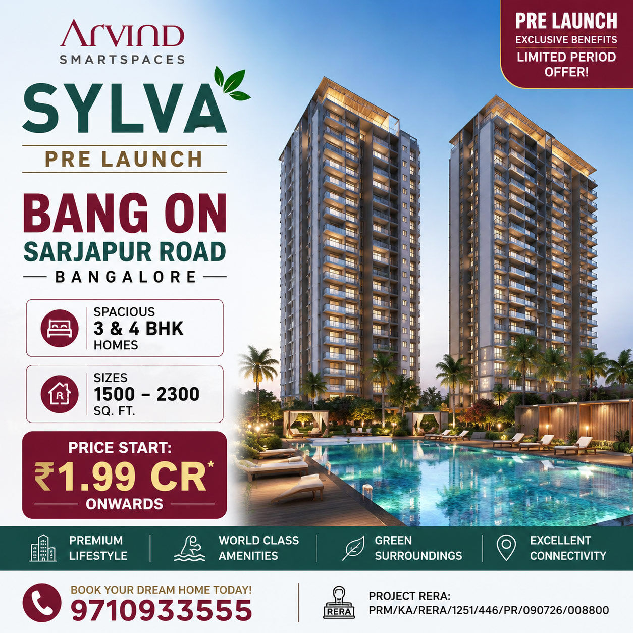 Bangalore, Real Estate For Sale, 3 BR,  1500 Sq. Feet,  Arvind Sylva Sarjapur Road Amenities That Elevate Everyday Living