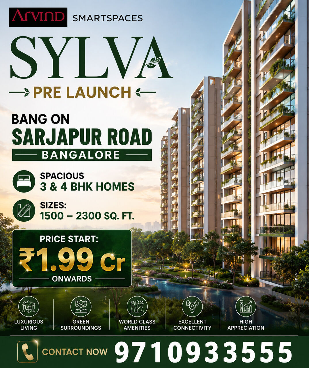 Bangalore, Real Estate For Sale, 3 BR,  1500 Sq. Feet,  Arvind Sylva Sarjapur Road Amenities That Elevate Everyday Living