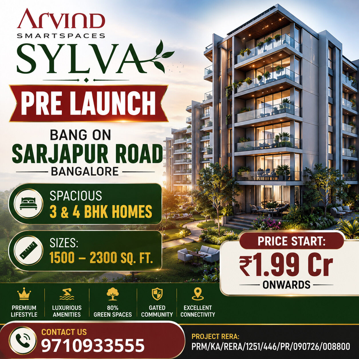 Bangalore, Real Estate For Sale, 3 BR,  1500 Sq. Feet,  Arvind Sylva Sarjapur Road Amenities That Elevate Everyday Living