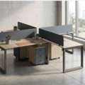 AED 4580,  Four-Person Multi-Style Office Workstation With Center Acoustic Partition
