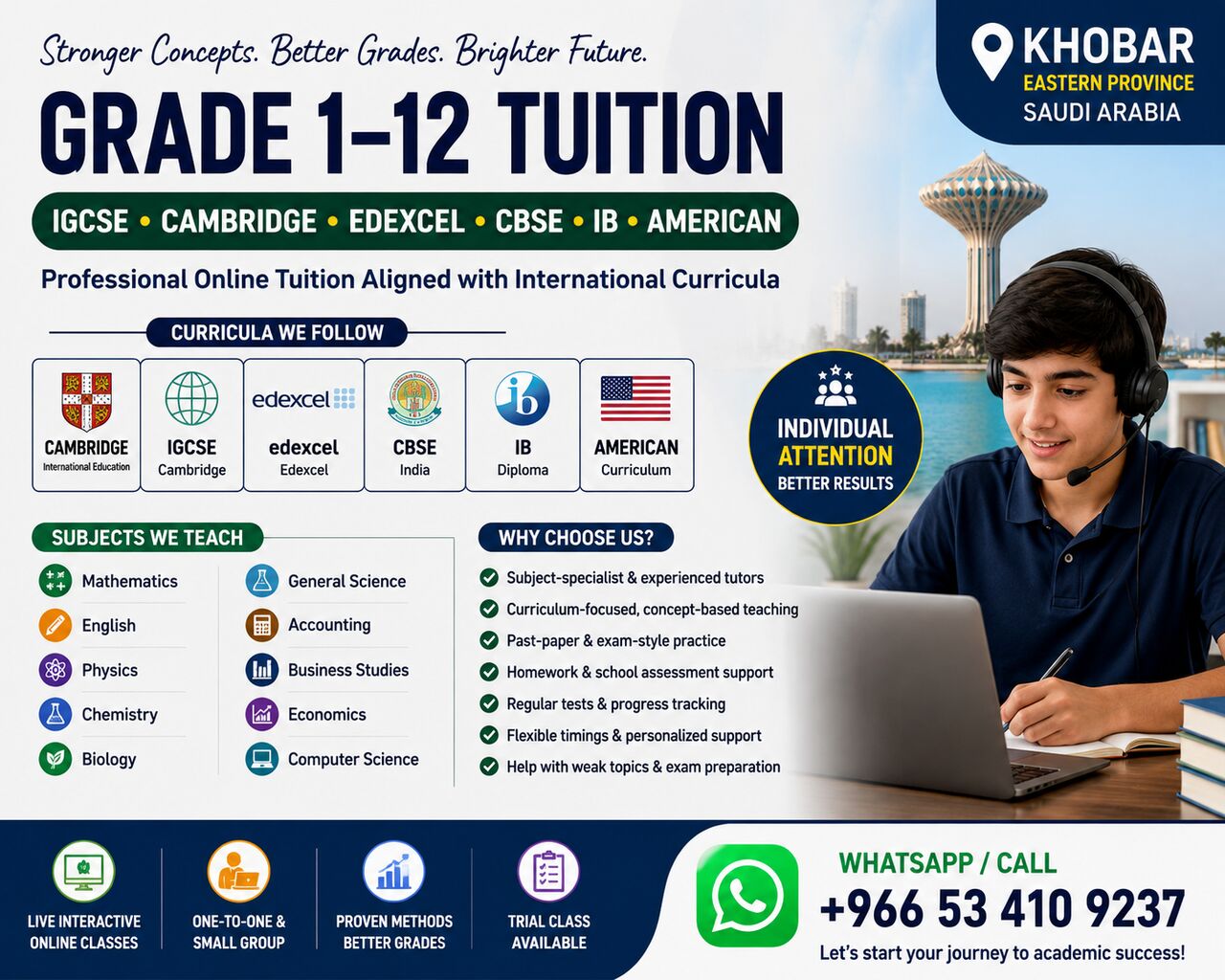 Khobar, Lessons Wanted, Grade 1&ndash;12 Tuition | IGCSE &bull; Cambridge &bull; Edexcel &bull; CBSE &bull; IB &bull; American