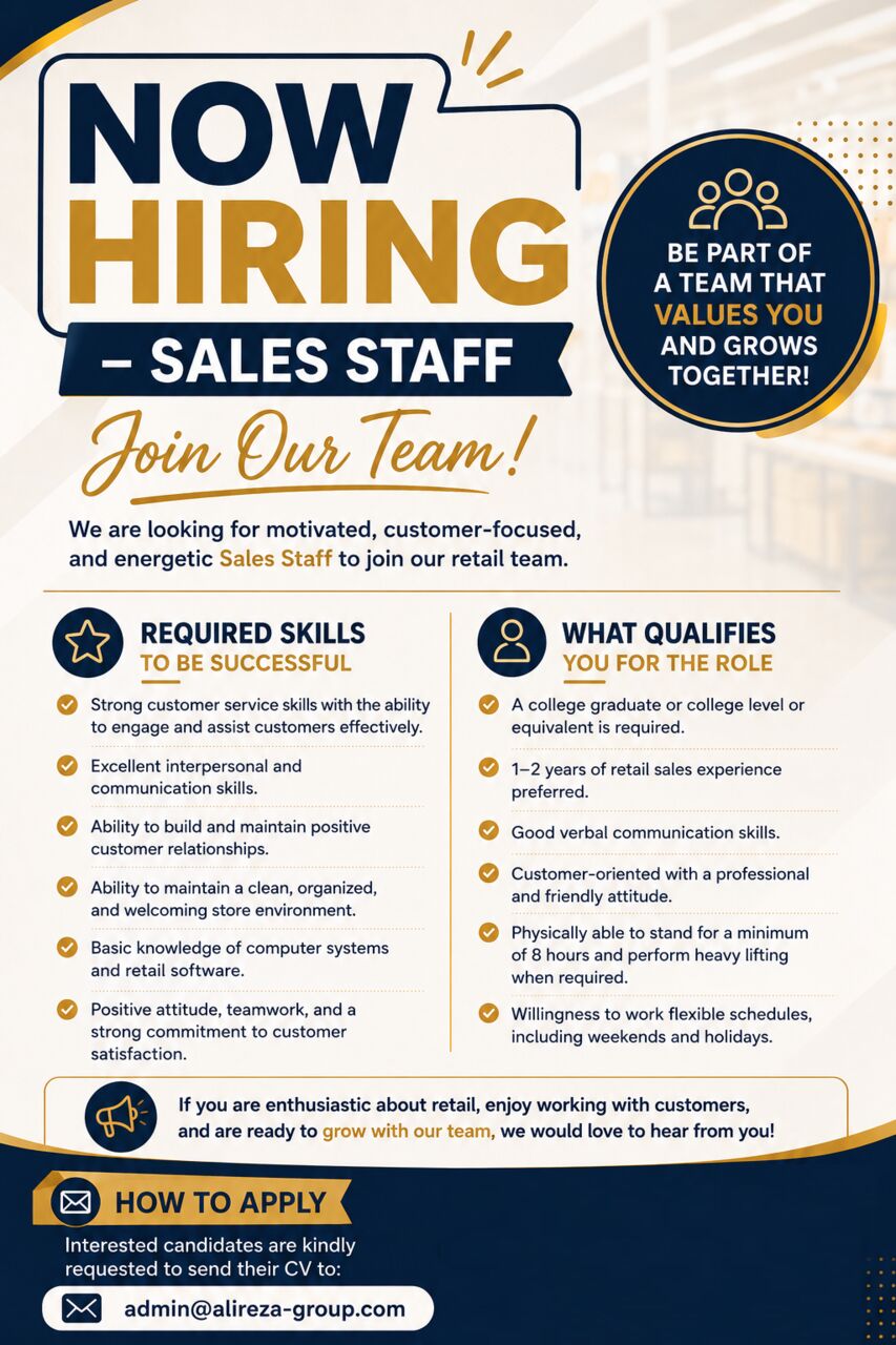 Manama, Jobs, Sales Staff