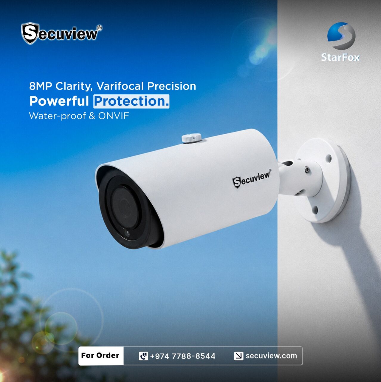 Doha, Electronics, QAR 850,  Secuview 8MP Varifocal Lens Outdoor IP Camera | Water-proof & ONVIF.
