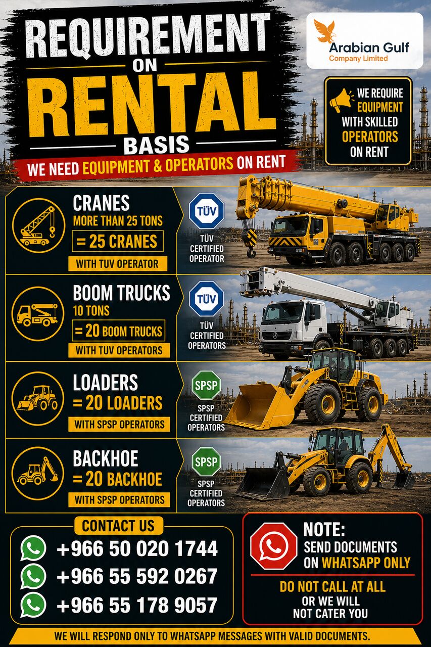 Riyadh, Equipment Rental, Need Equipment For Project