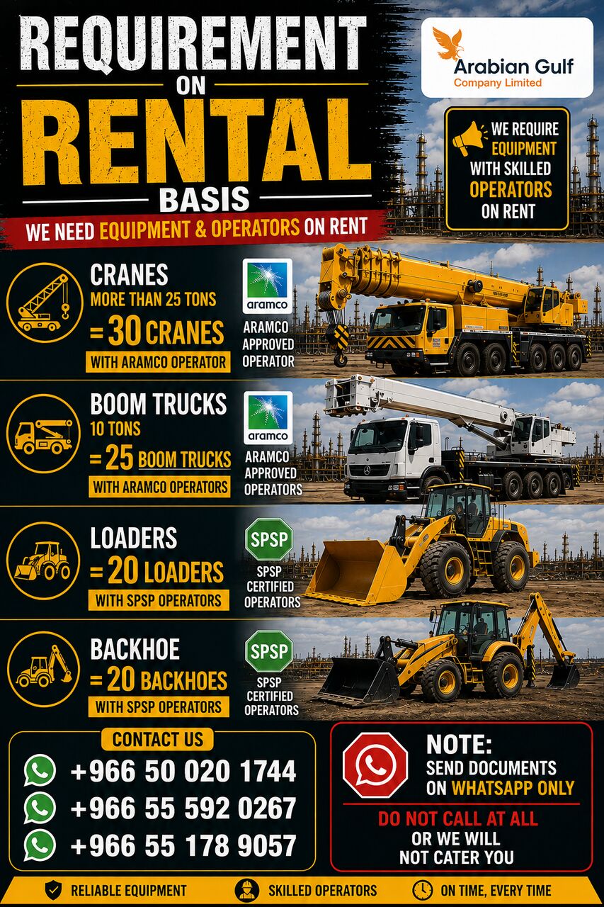 Riyadh, Equipment Rental, Need Equipment For Project