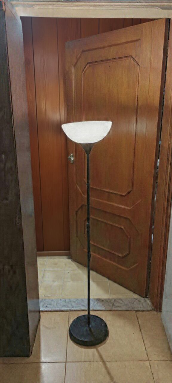 Jeddah, Furniture, SAR 35,  Used Black Metal Floor Lamp With A White Plastic Shade, In Excellent Condition