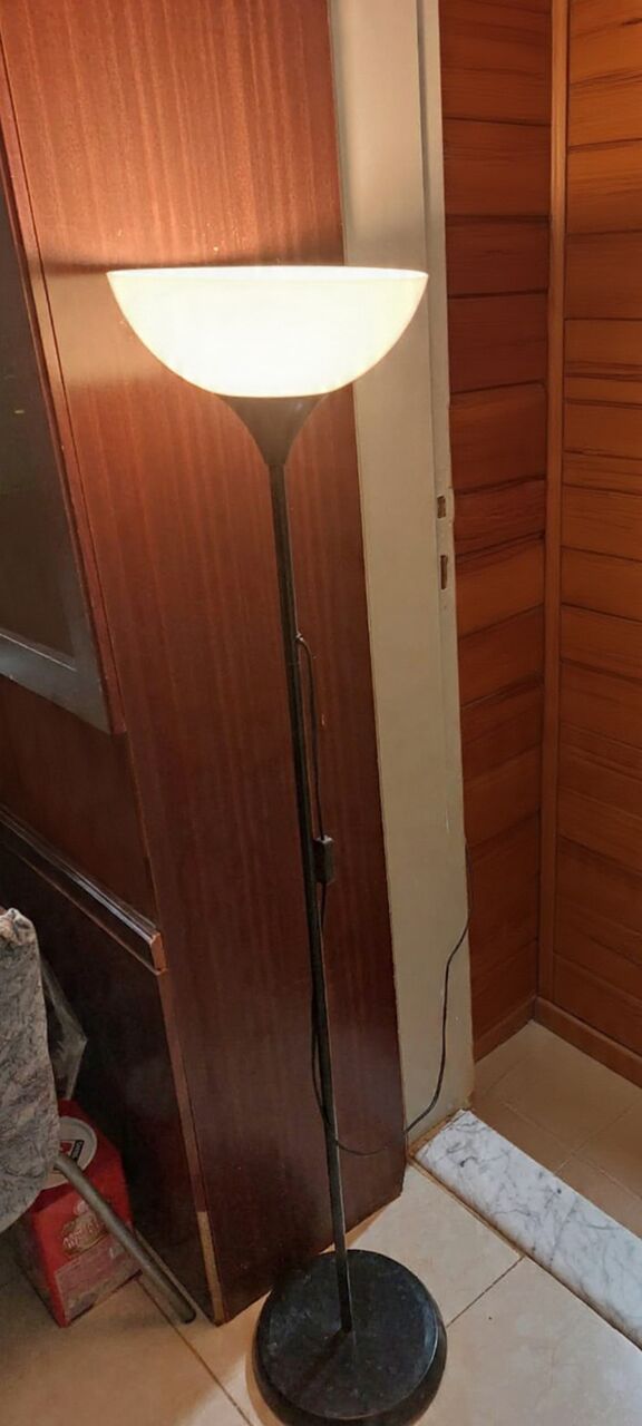 Jeddah, Furniture, SAR 35,  Used Black Metal Floor Lamp With A White Plastic Shade, In Excellent Condition