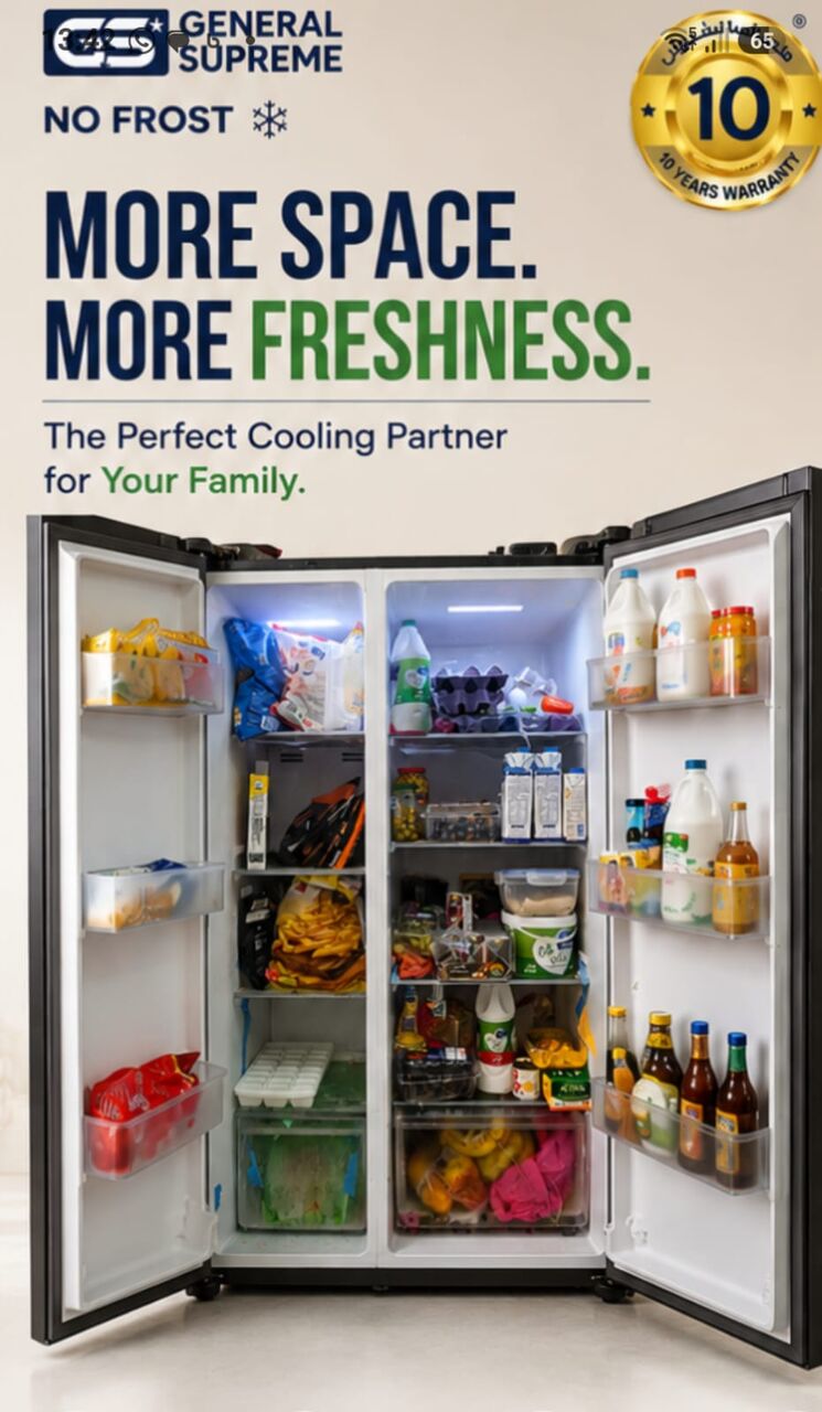 Jizan, Appliances, SAR 1600,  521 Litre,Double Door Fridge/freezer Supreme General With 10 Years Warranty