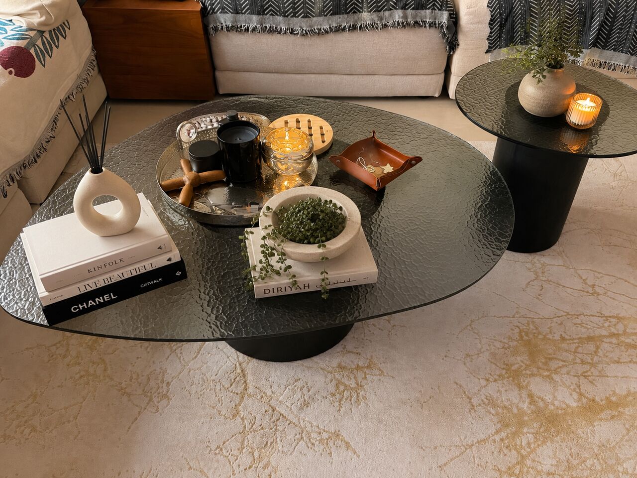 Riyadh, Furniture, SAR 1000,  Mushroom Glass Top Center Table