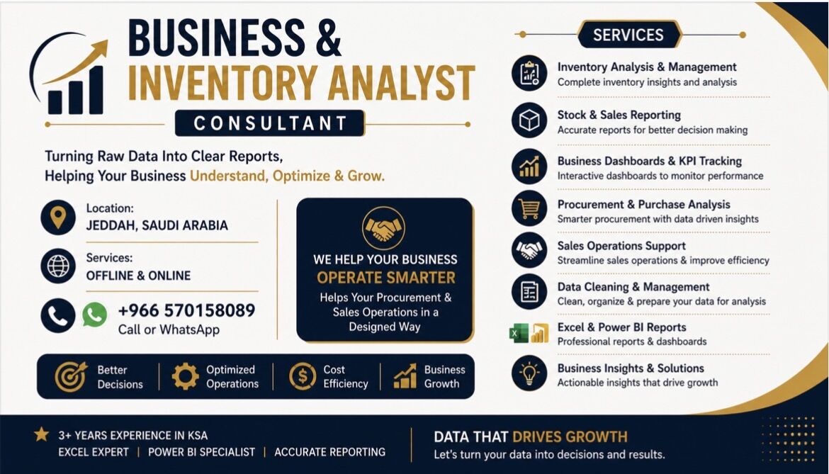 Jeddah, Business, Business And Data Analyst