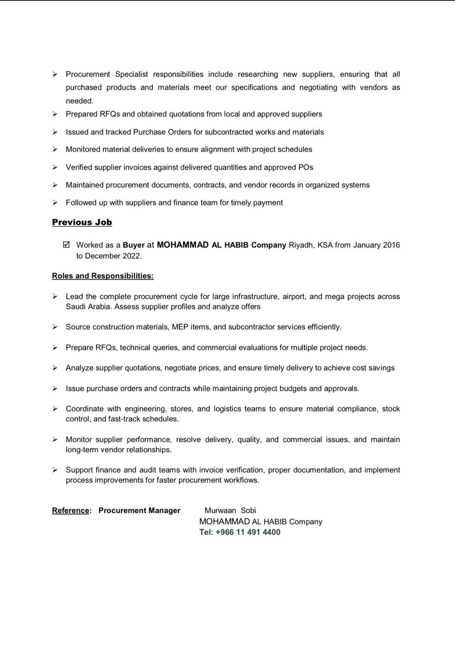 Jeddah, Job Seekers, Purchasing Officer | Looking For Job | Immediately Joining