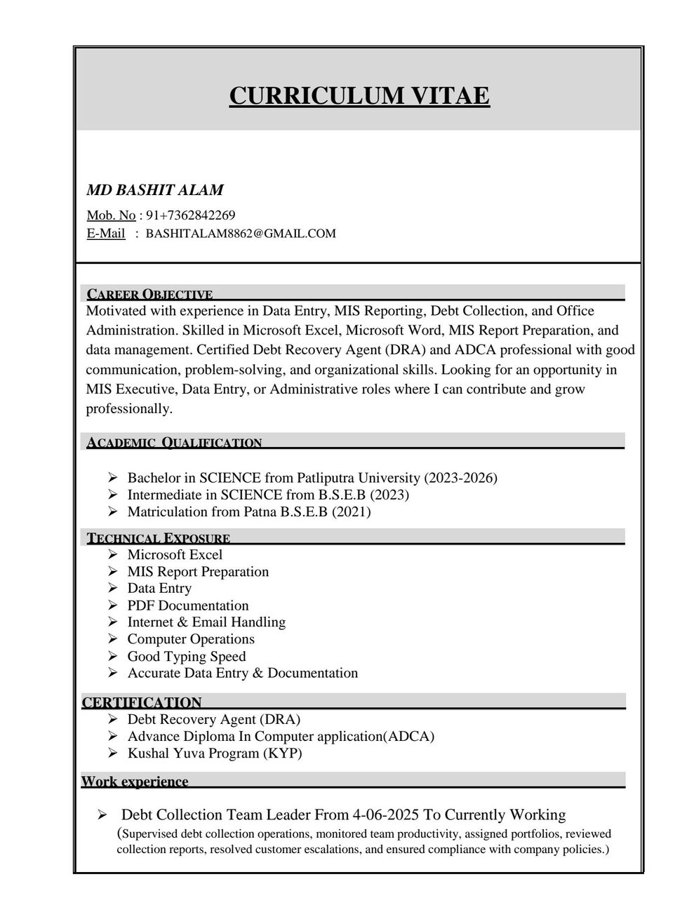 Sharjah, Job Seekers, Data Entry / Office Admin Job Seeker &ndash; Available For UAE Jobs